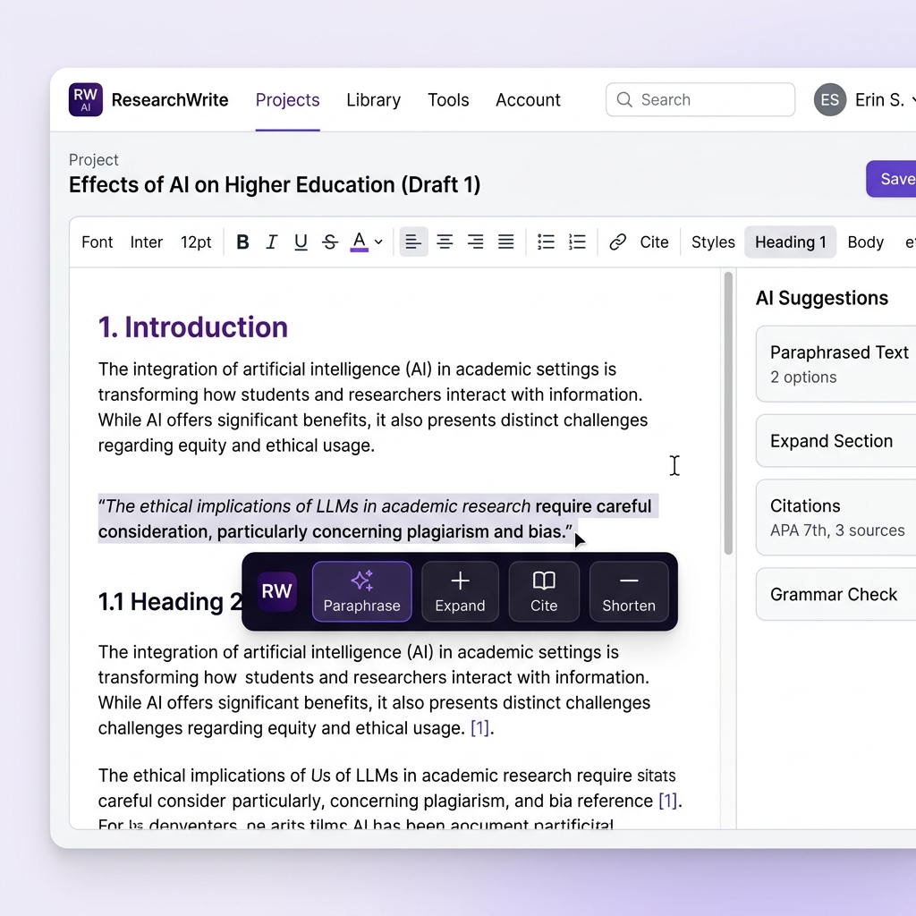 Write your draft with citations built in